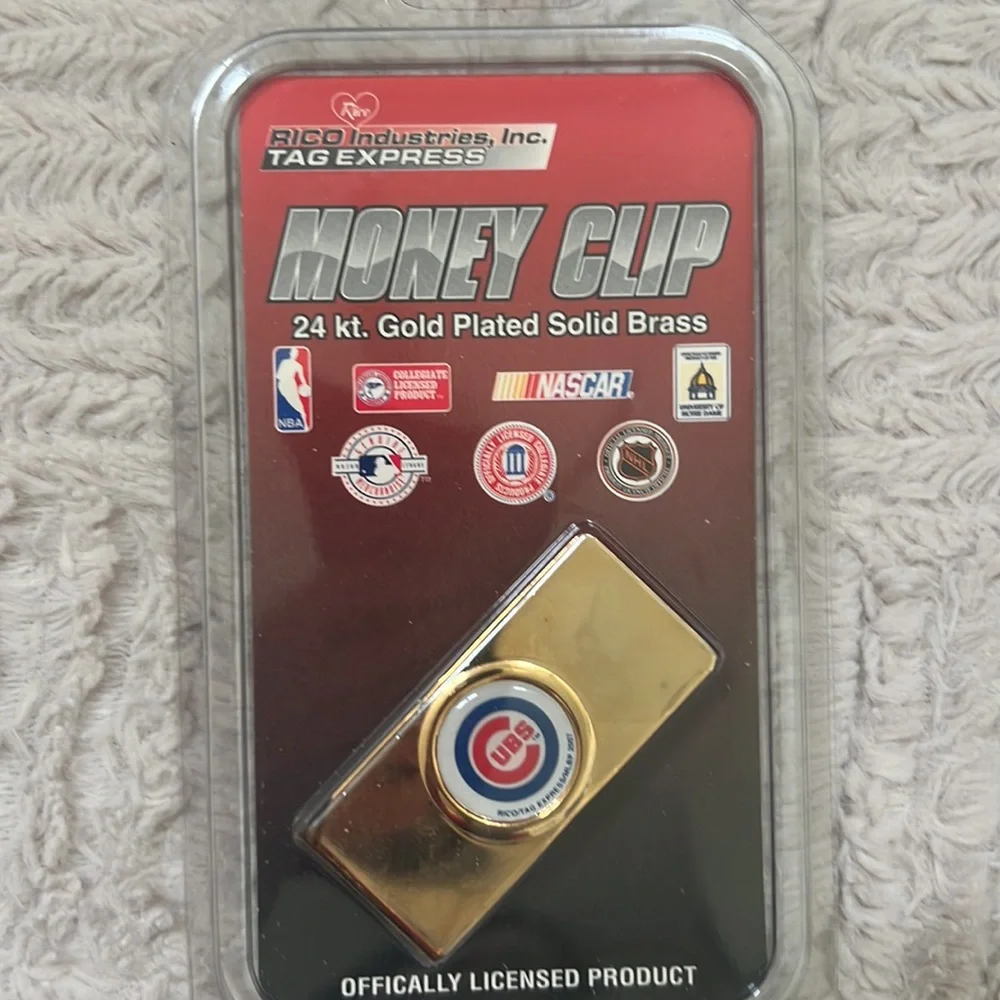 Chicago Cubs Money Clip 24 kt. Gold Plated Solid Brass officially licensed prdct